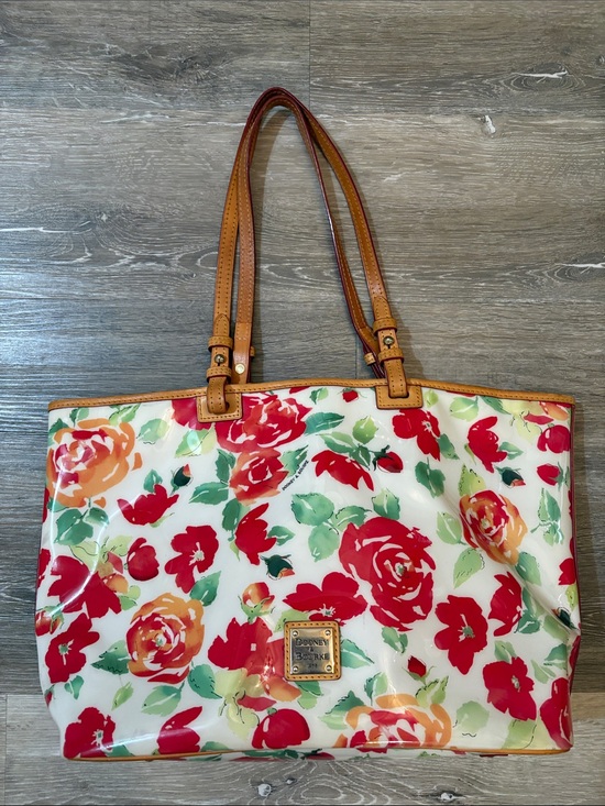 Dooney & Bourke Handbags - Vintage Dooney & Bourke Floral Tote with Pink, Green, and Orange Accents.